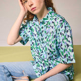Camicia maniche corte mezze maniche donna particolare colori verde azzurro estiva