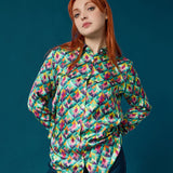 camicia da donna particolare elegante colori vivaci fantasia colorata blusa