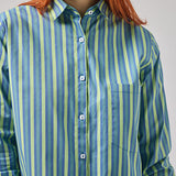 Camicione donna in cotone elasticizzato oversize elegante particolare e colorato a righe colorate