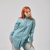 Camicia oversize donna in cotone elasticizzato elegante particolare colorata rigoni diversi colori