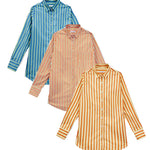Camicia oversize donna in cotone elasticizzato elegante particolare colorata stampa rigoni diversi colori