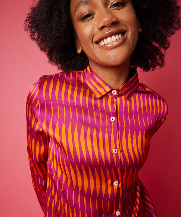 Camicia da donna Lame interamente made in Italy in Satin di