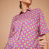 Camicia maniche corte mezze maniche  donna particolare, colori verde azzurro fucsia estiva, fantasia geometrica