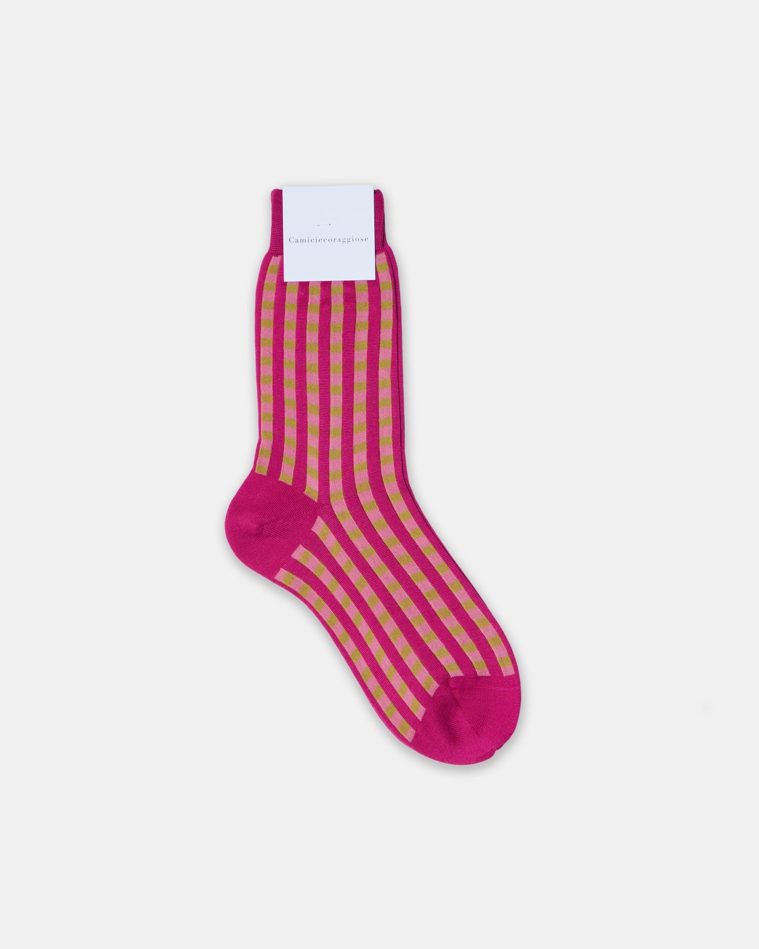 Aurora – calze donna colorate made in Italy a quadretti rosa