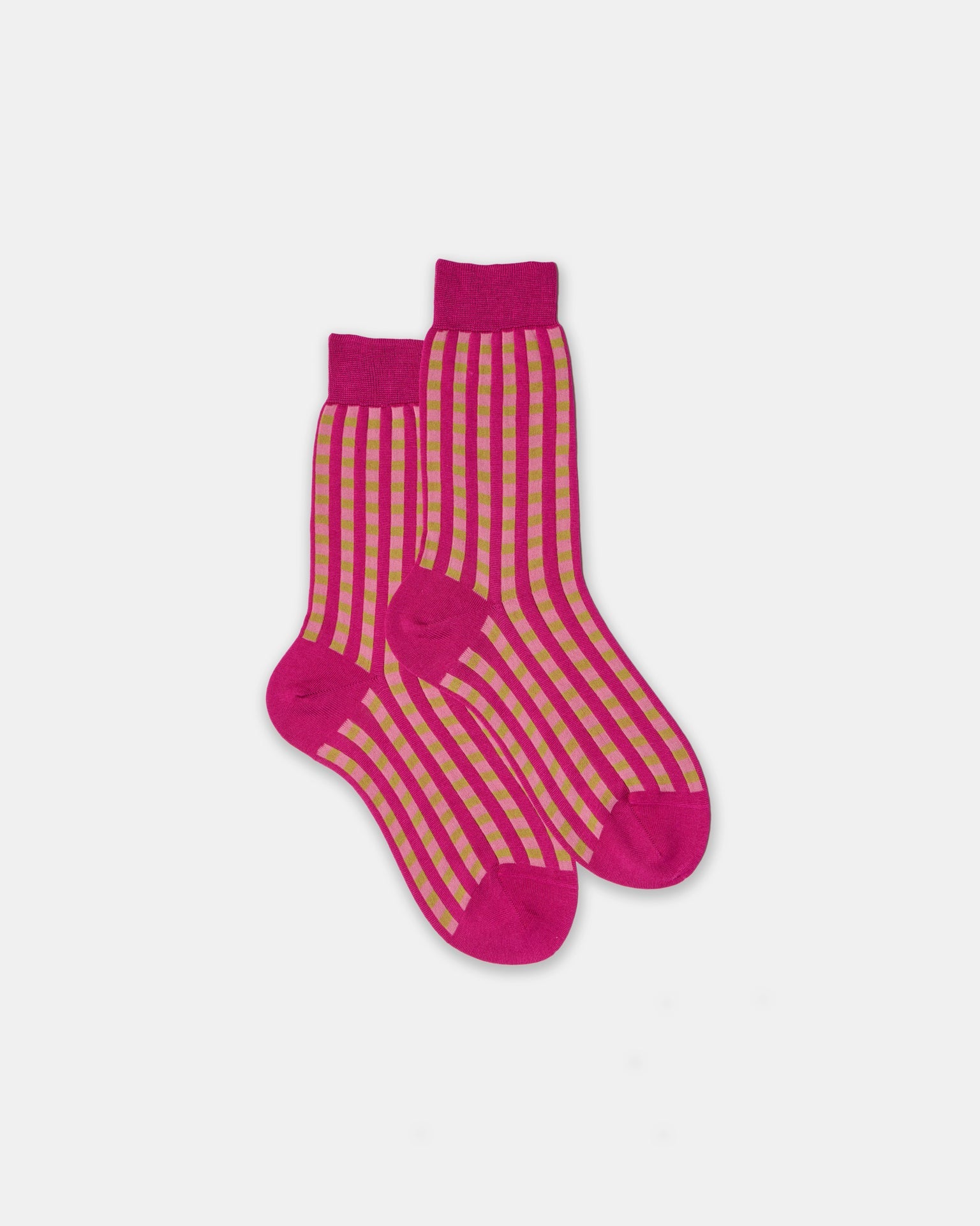 Aurora – calze donna colorate made in Italy a quadretti rosa