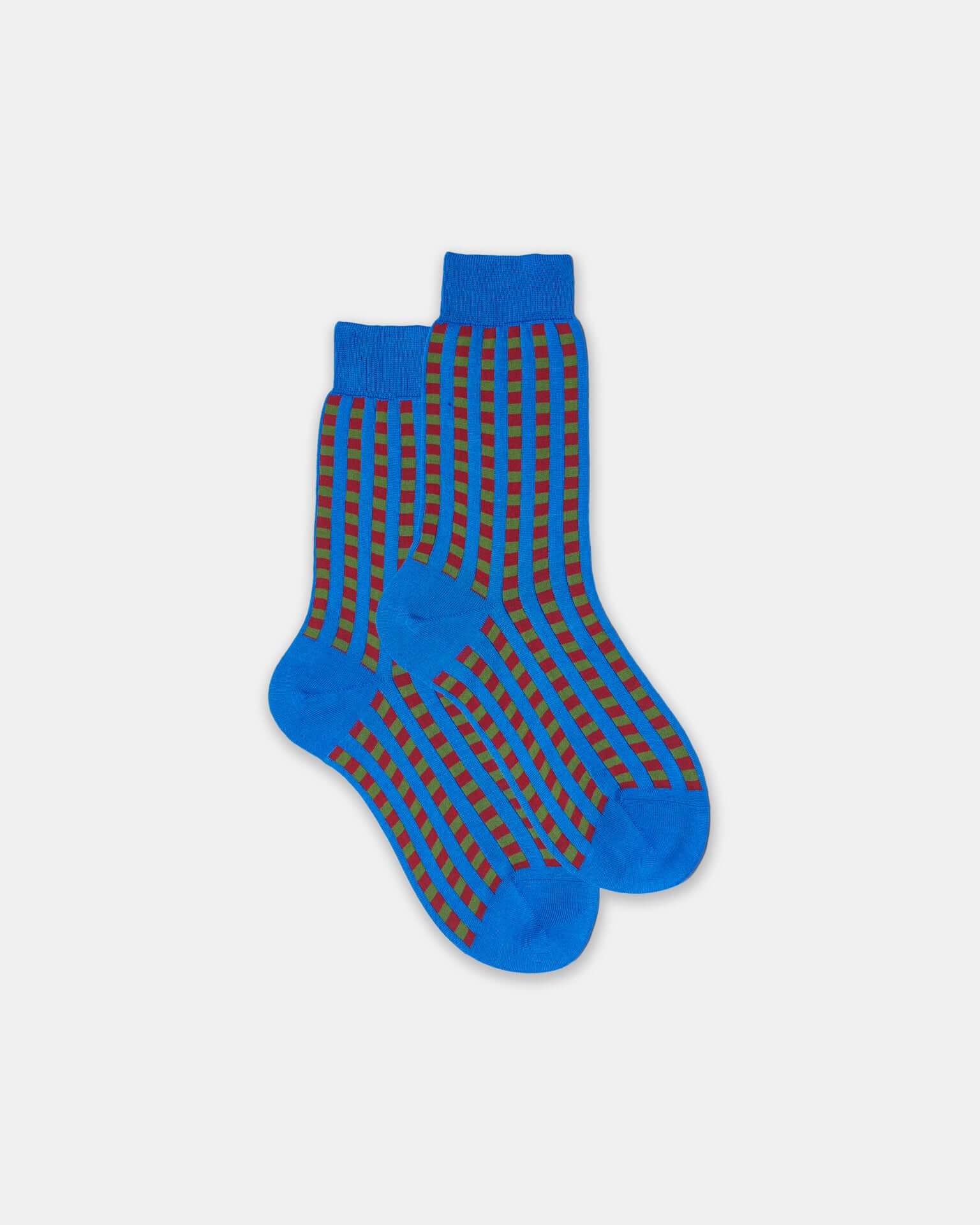 Pantelleria – calze donna colorate made in Italy a quadretti blu