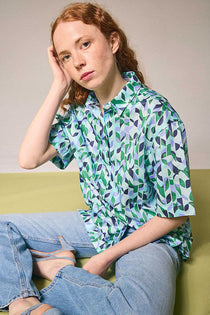 Camicia maniche corte mezze maniche donna particolare colori verde azzurro estiva 