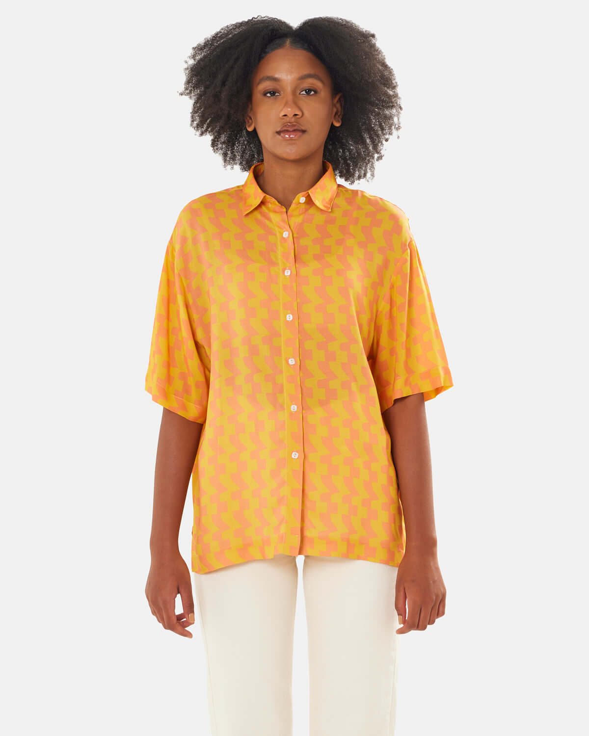 DNA – camicia donna maniche corte made in Italy con gialla