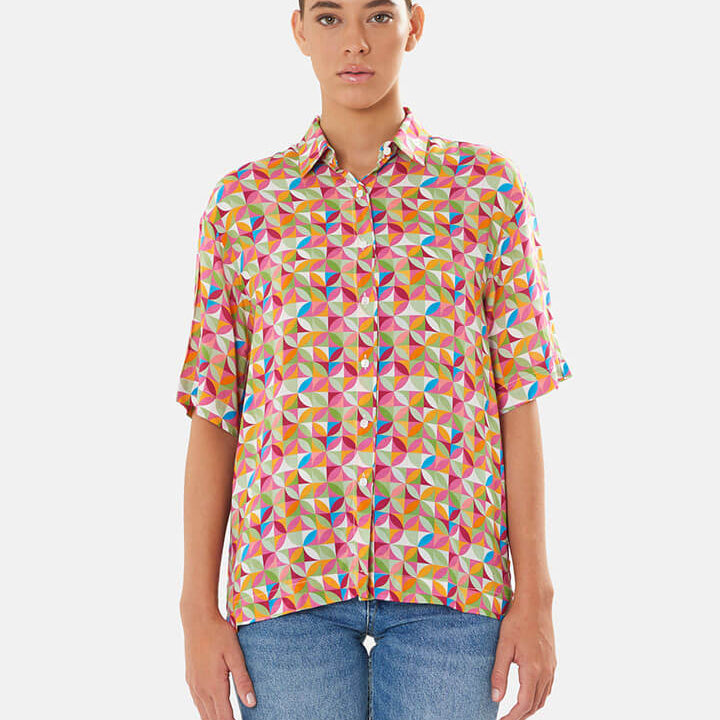 Camicia maniche corte mezze maniche donna particolare, colorata, estiva, fantasia floreale