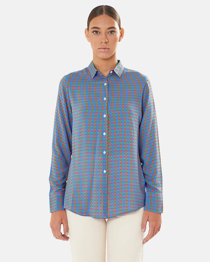 Camicie donna colorate particolari eleganti colori vivaci fantasie colorate blusa seta cotone grafiche disegni Colourful women's shirts elegant unique bright colours colourful patterns silk cotton blouse graphic designs