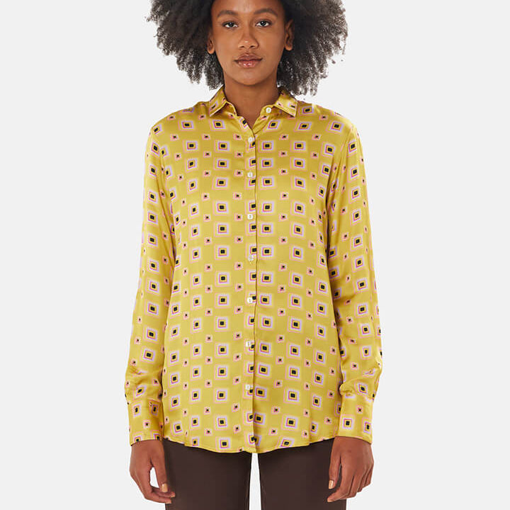 Camicie donna colorate particolari eleganti colori vivaci fantasie colorate blusa seta cotone grafiche disegni Colourful women's shirts elegant unique bright colours colourful patterns silk cotton blouse graphic designs