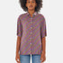 Camicia maniche corte donna particolare, colori verde blu amaranto estiva, fantasia geometrica