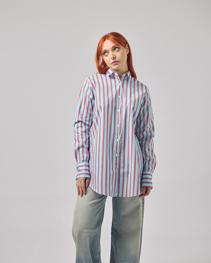 Camicia donna in cotone elasticizzato oversize elegante particolare e colorata