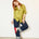 Camicia maniche corte mezze maniche donna particolare elegante con collo a scialle colore verde acido