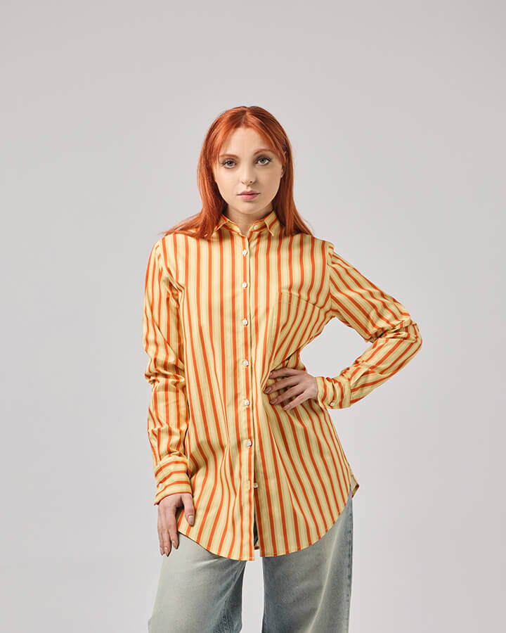 Camicia donna in cotone elasticizzato oversize elegante particolare e colorata